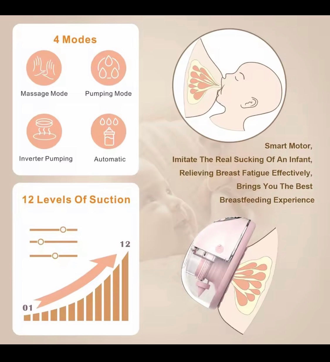 Tire-lait portable ultra silencieux mains libres, collecteur de lait confortable pour l'allaitement avec téterelle de 24 mm