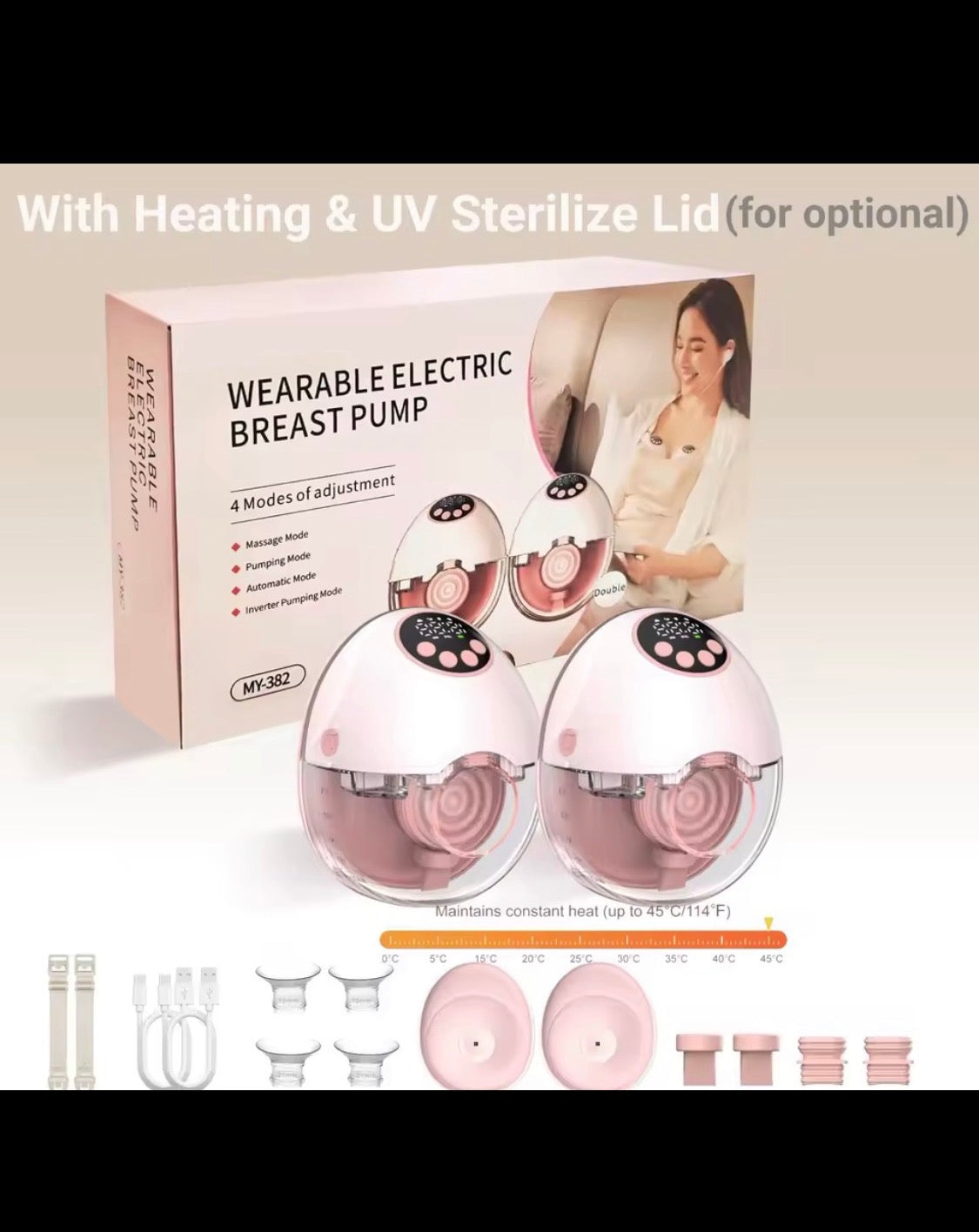 Tire-lait portable ultra silencieux mains libres, collecteur de lait confortable pour l'allaitement avec téterelle de 24 mm