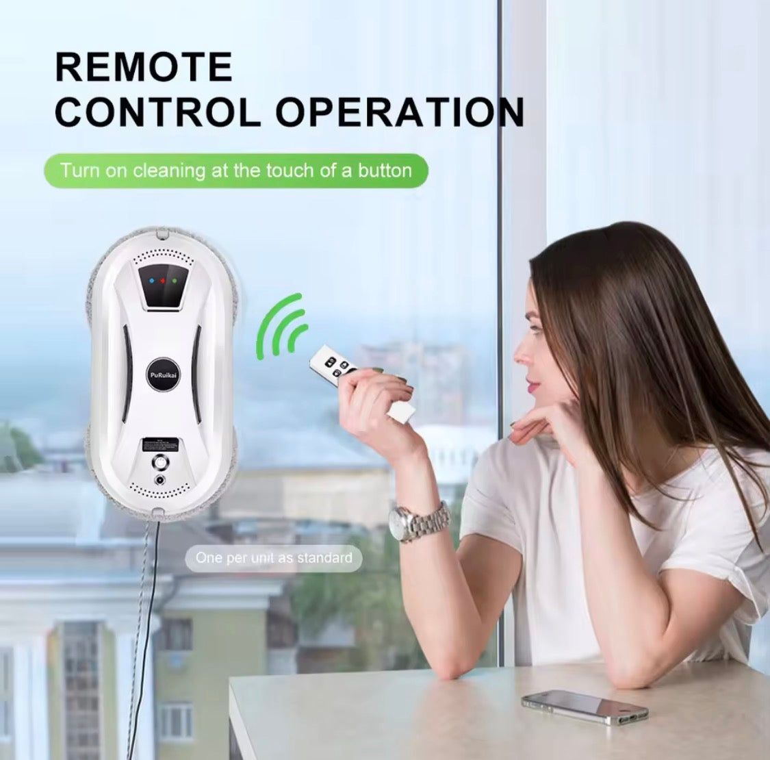 Robot Nettoyeur de Vitres Automatique - Lave Vitre Électrique Intelligent avec Télécommande